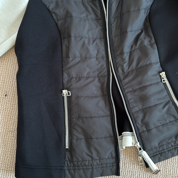 Bomber jacket.  Black and cream.  Interesting detail on sleeves. - Picture 3 of 4